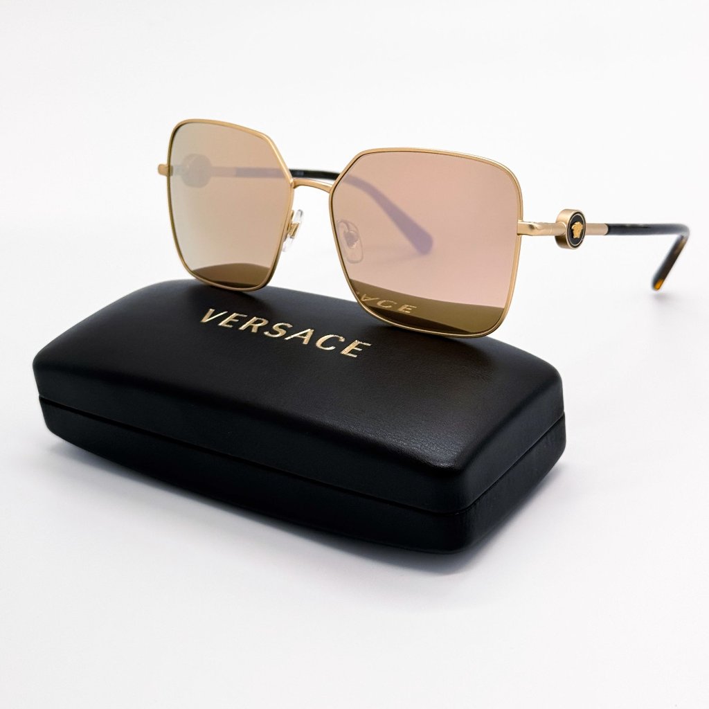 New Versace Sunglasses Ve2227 1410/5a Gold Women Eyewear Ve2227 14105a